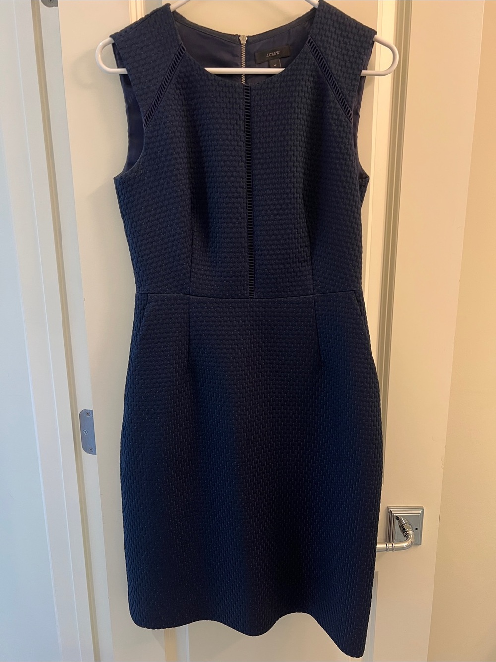 J. Crew Navy Textured Sleeveless Sheath Dress